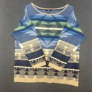 Chaps Multicolor Geometric Knit Top